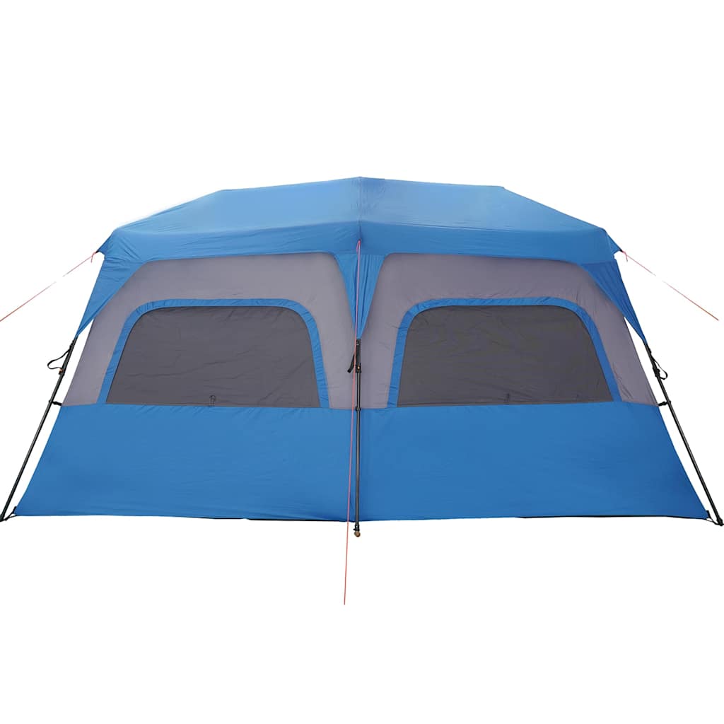 Detail van de blauwe vidaXL gezinstent met gaaswanden voor ventilatie.