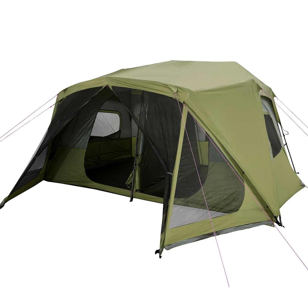 Zijaanzicht van de vidaXL 10-persoons tent met open ingangen en ventilatieroosters.
