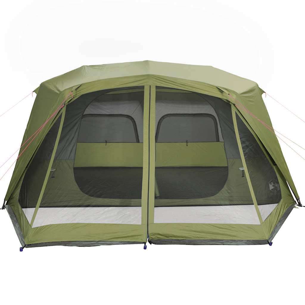 Detail van de vidaXL tent met groene waterdichte buitenkant en insectenwerende gaasramen.