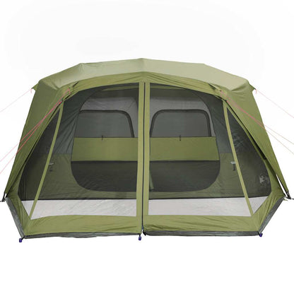 Detail van de vidaXL tent met groene waterdichte buitenkant en insectenwerende gaasramen.