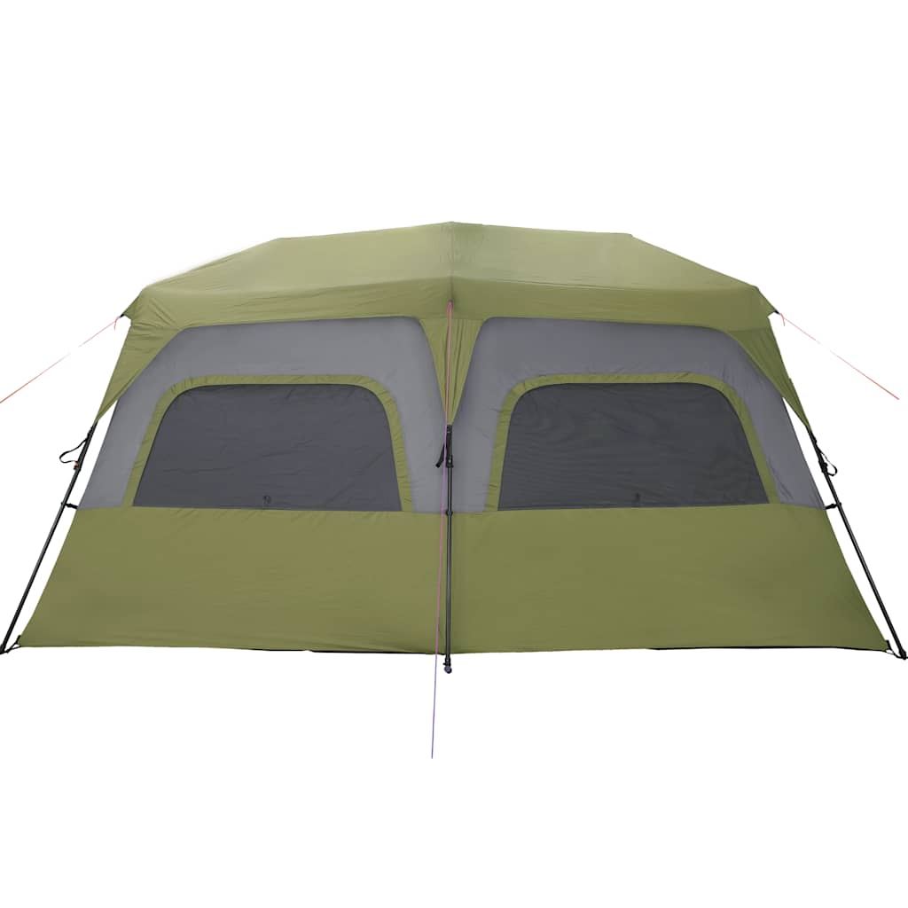Detail van de groene vidaXL tent met grote ventilatieroosters en waterdichte constructie.