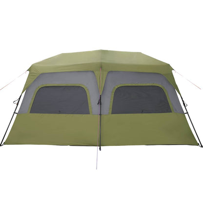 Detail van de groene vidaXL tent met grote ventilatieroosters en waterdichte constructie.