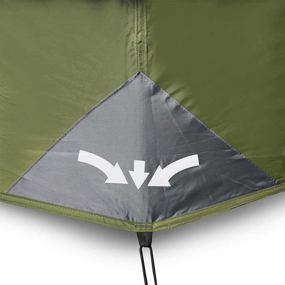 Detail van het waterdichte materiaal met snelontgrendelingssymbool van de vidaXL tent.