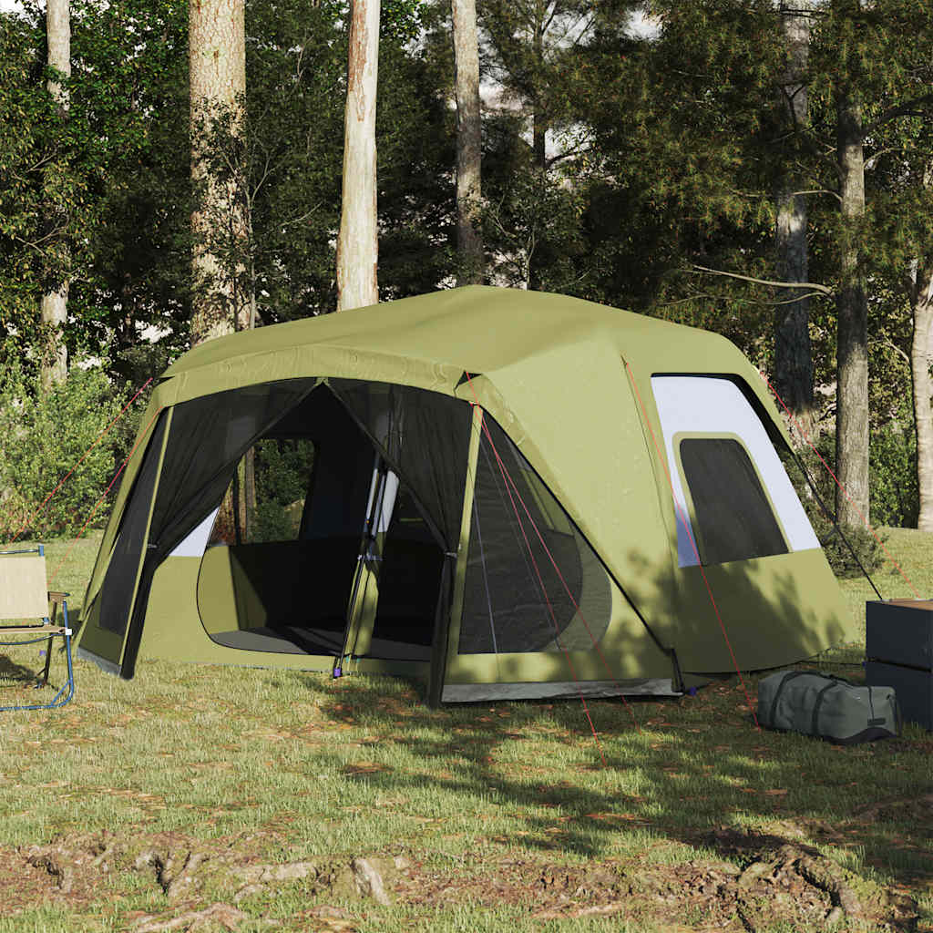 Groene vidaXL tent voor 10 personen met waterdicht ontwerp en snelspansysteem.