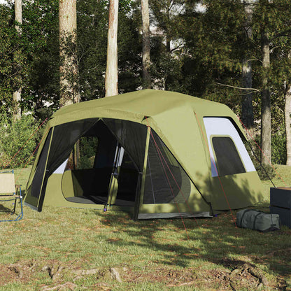Groene vidaXL tent voor 10 personen met waterdicht ontwerp en snelspansysteem.