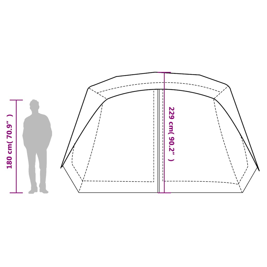 Zijaanzicht van de vidaXL tent met waterdicht ontwerp en snelontgrendeling.