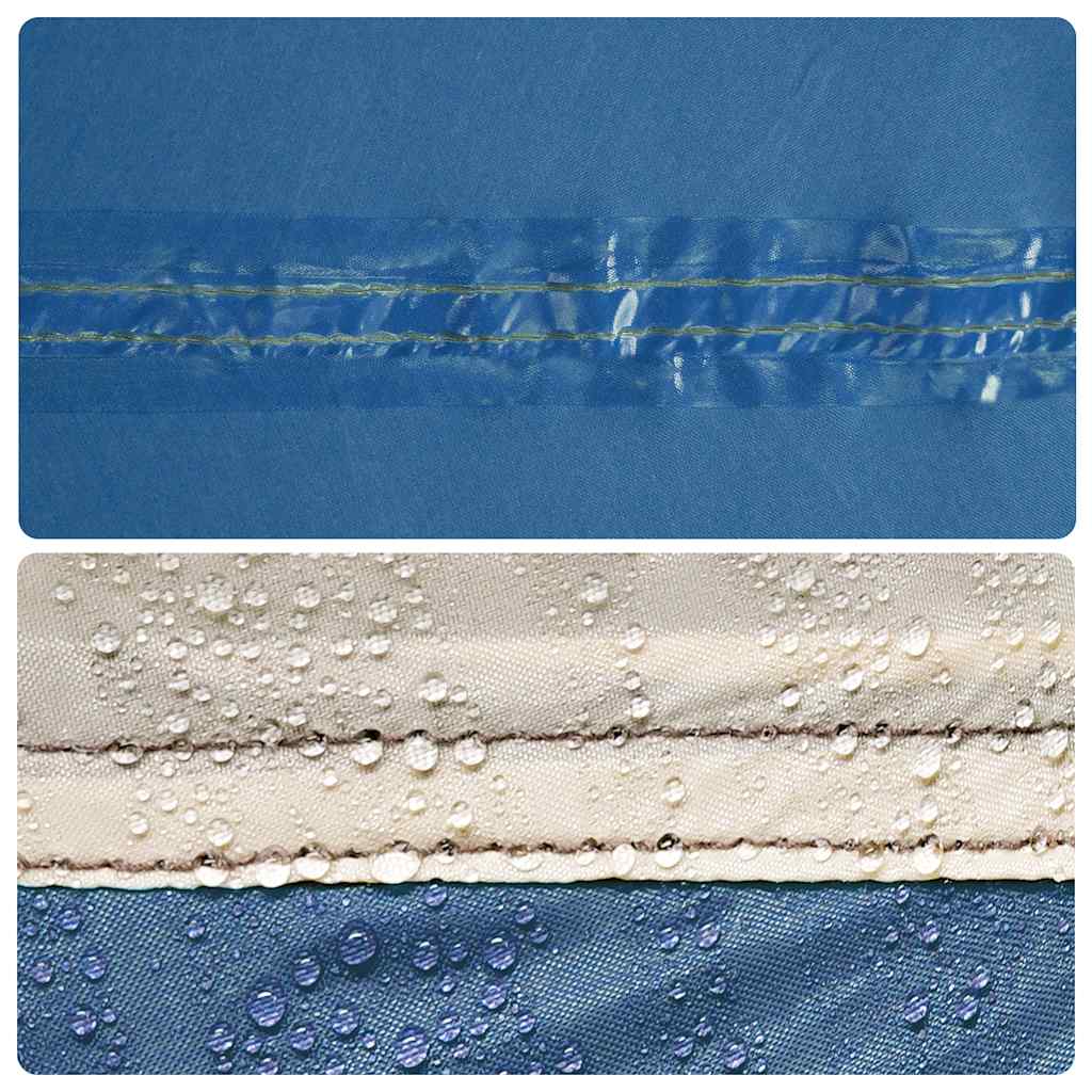 Detail van de waterdichte naden van de vidaXL gezinstent in blauw.