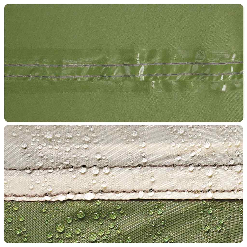 Detail van de waterdichte naden van de vidaXL gezinstent, met druppels op de stof.