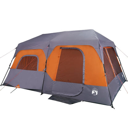 Detail van de grijs-oranje vidaXL tent met gaaswanden en snelspansysteem.
