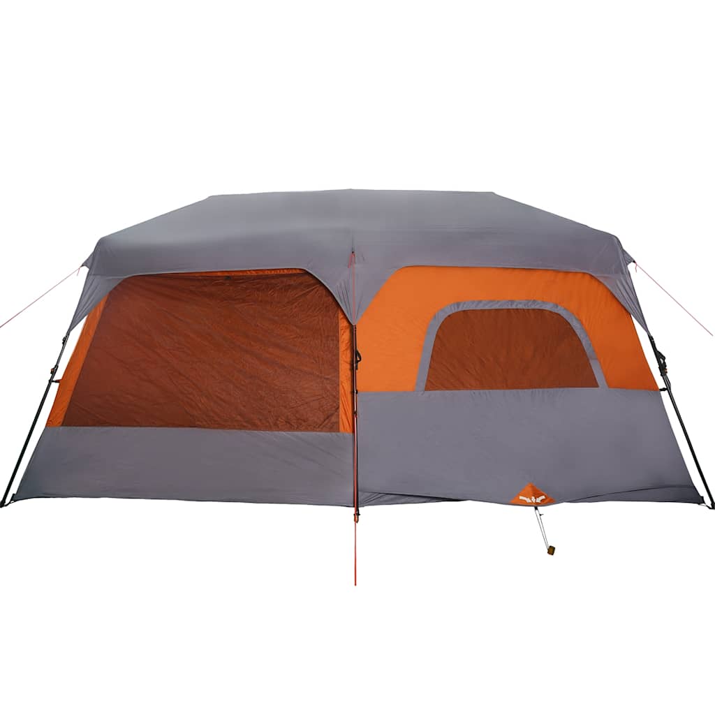 Detail van de vidaXL tent met grijze en oranje kleur, zijaanzicht met gaaswanden.
