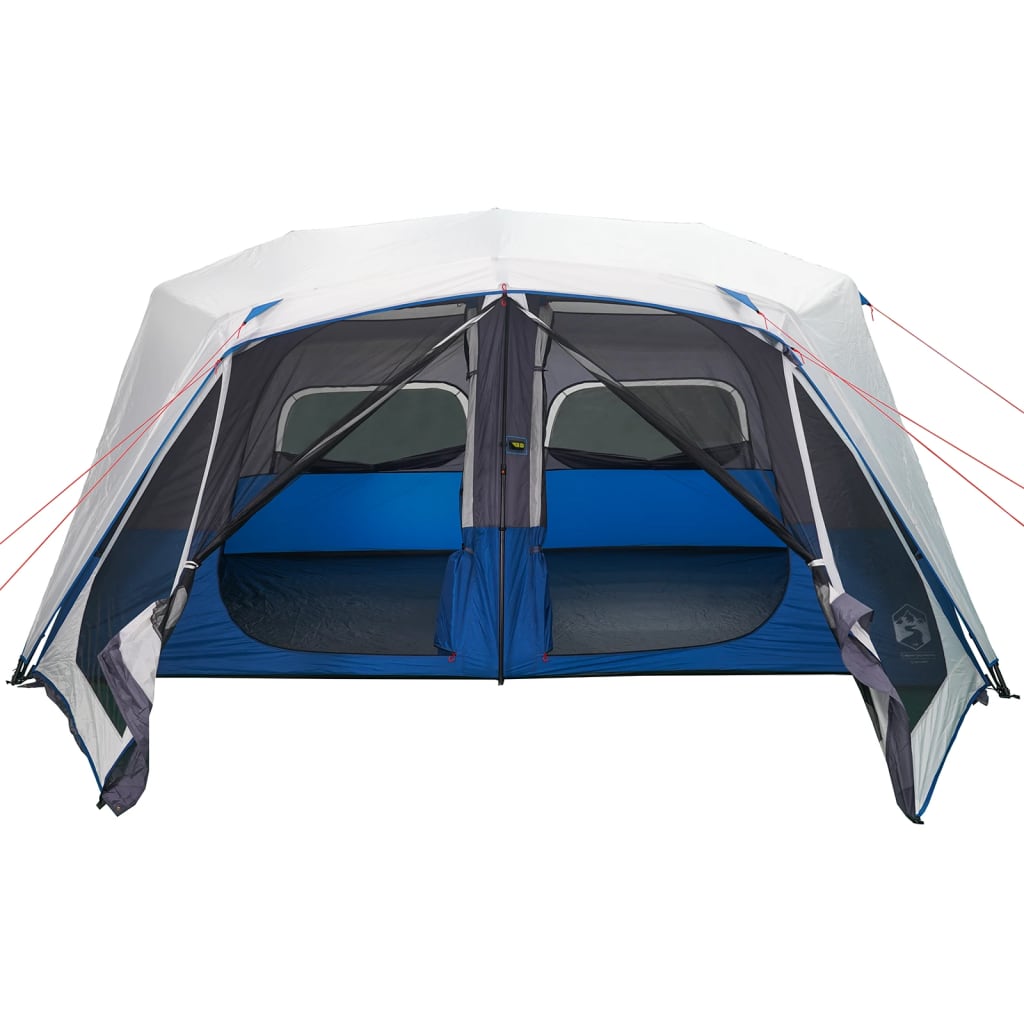 Detail van de tent vidaXL 10-persoons met LED, zijaanzicht met open ingangen.