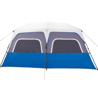 Detail van de tent vidaXL met lichtblauwe en grijze kleur, zijaanzicht van de ingang.
