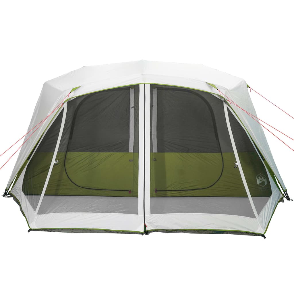 Detail van de tent vidaXL met lichtgroene zijwanden en grote ingangen, zijaanzicht.