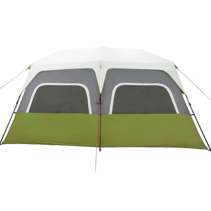 Detail van de tent met lichtgroene zijkanten en grijze ramen van vidaXL.