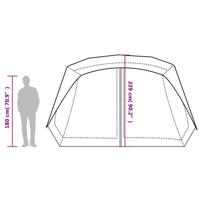 Zijaanzicht van de vidaXL tent met afmetingen en hoogteindicatie voor 10 personen.