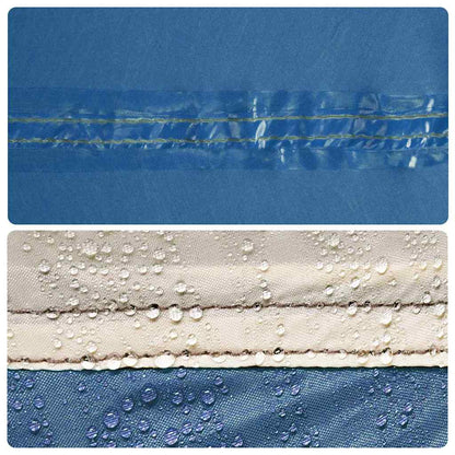 Detail van de waterdichte naden van de vidaXL lichtblauwe tent.