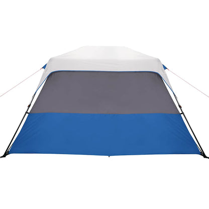 Detail van de vidaXL tent in lichtblauw met grijze zijpanelen, vooraanzicht.
