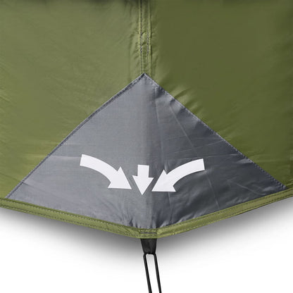 Detail van de lichtgroene vidaXL tent met snelontgrendeling en instructies.