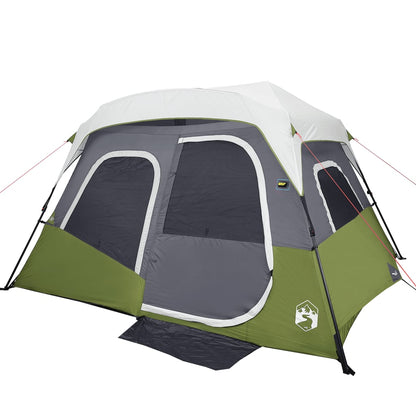 Detail van de vidaXL tent met lichtgroene en grijze kleuren, zijaanzicht met open ingang.