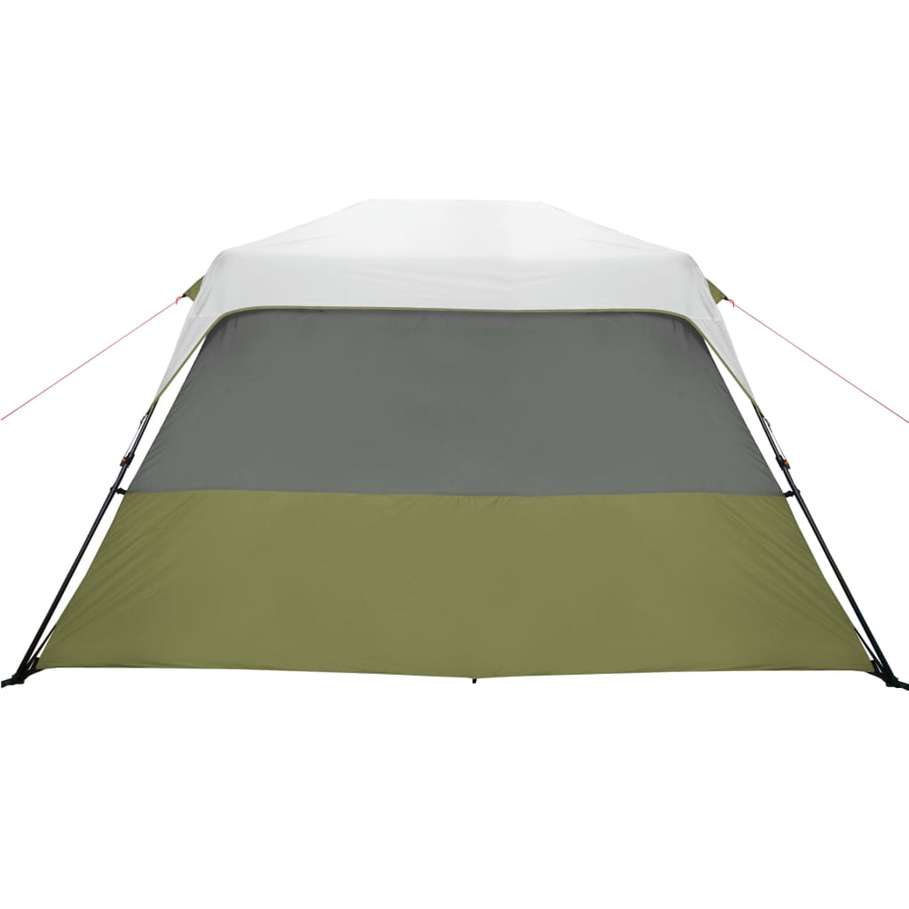 Detail van de tent vidaXL in lichtgroen met een grijze bovenkant en stevige structuur.