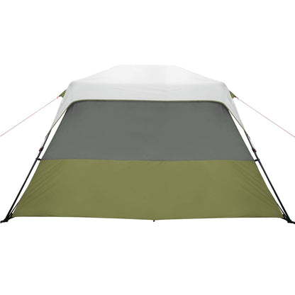 Detail van de tent vidaXL in lichtgroen met een grijze bovenkant en stevige structuur.
