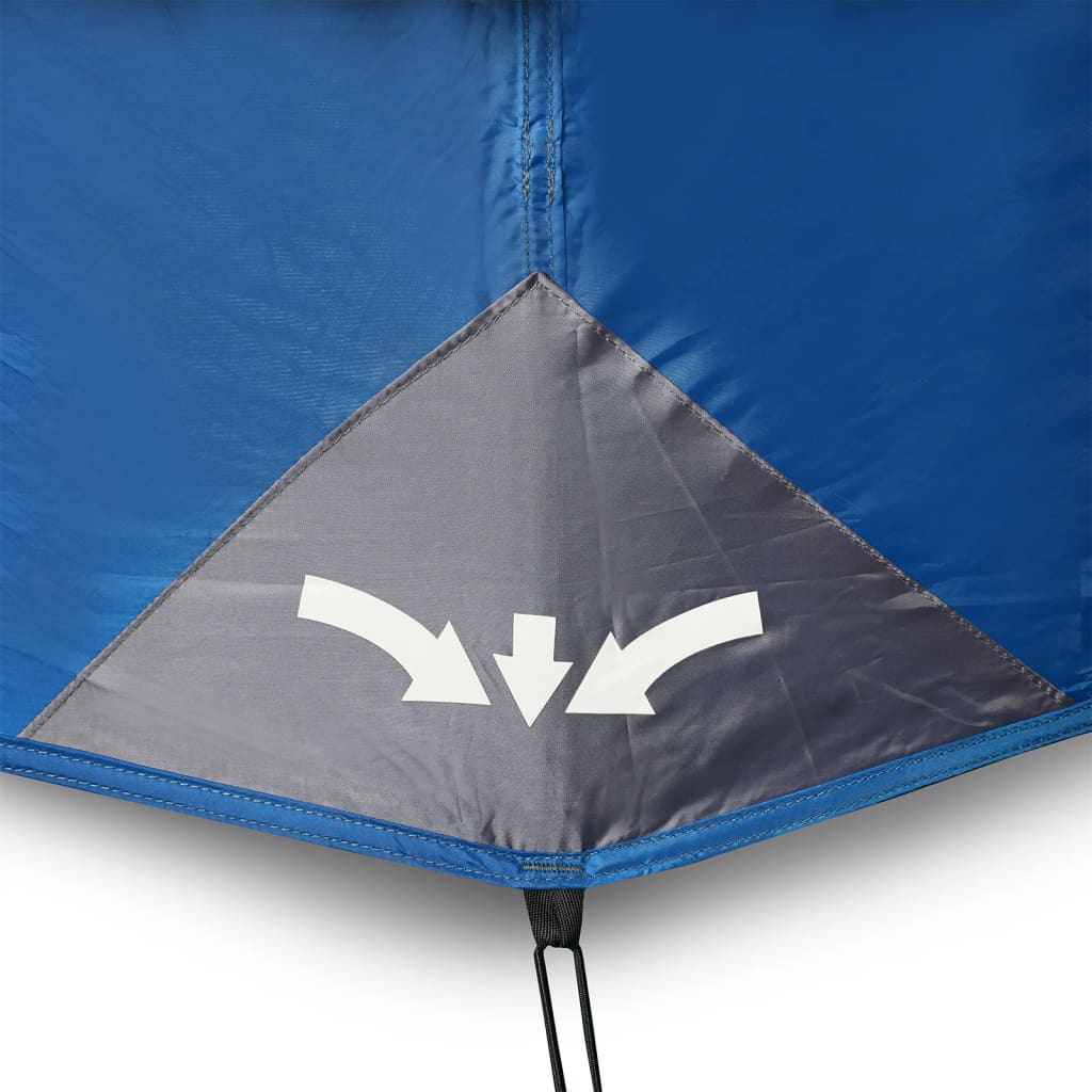 Detail van de blauwe tent met waterdichte hoek en bevestigingspunten van vidaXL.