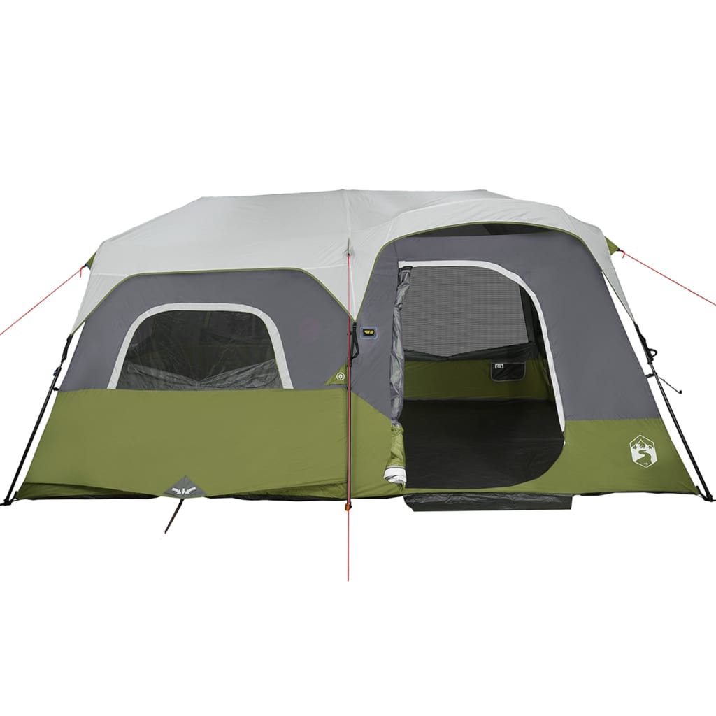Detail van de waterdichte vidaXL tent met groene en grijze kleuren, zijaanzicht.