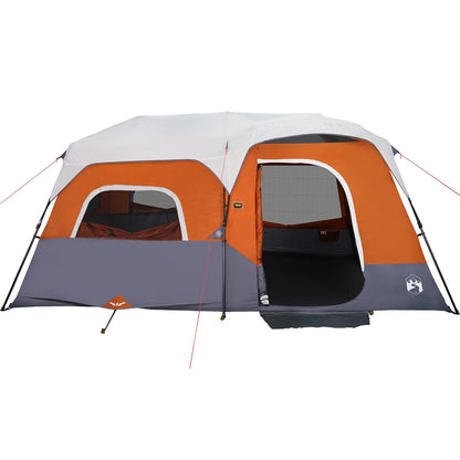 Detail van de vidaXL tent met waterdichte oranje en lichtgrijze delen en open ingang.
