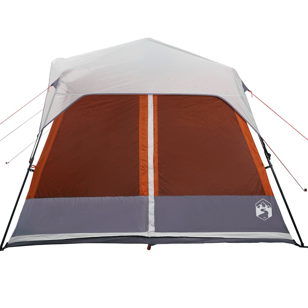 Detail van de vidaXL tent met waterdichte oranje en grijze panelen, zijaanzicht.