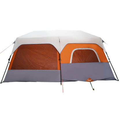 Detail van de vidaXL 9-persoons tent met waterdichte oranje en grijze zijwanden.