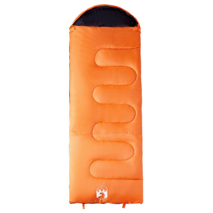 Detail van de oranje vidaXL slaapzak met comfortabele, golvende naden en een zwarte binnenkant.
