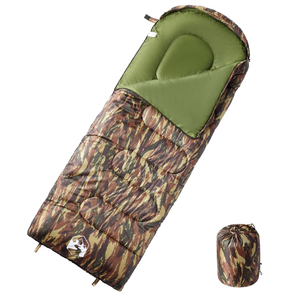 vidaXL slaapzak voor volwassenen in camouflagekleur, comfortabel en geschikt voor 3-4 seizoenen.
