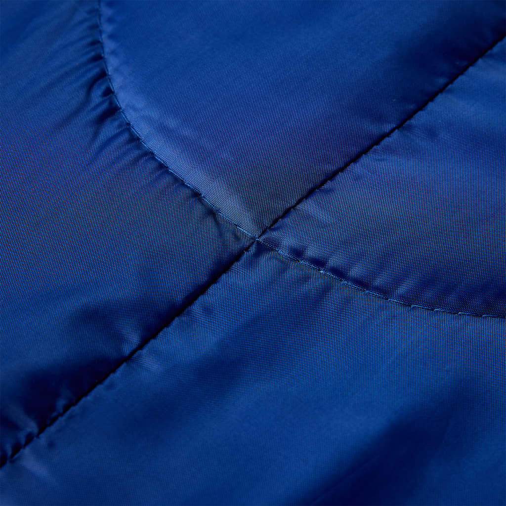 Detail van de blauwe stof van de vidaXL slaapzak, met zichtbare stiksels.