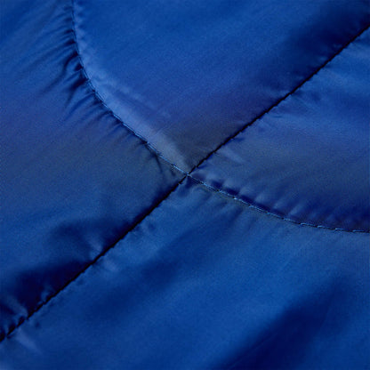 Detail van de blauwe buitenstof van de vidaXL slaapzak met kussens.