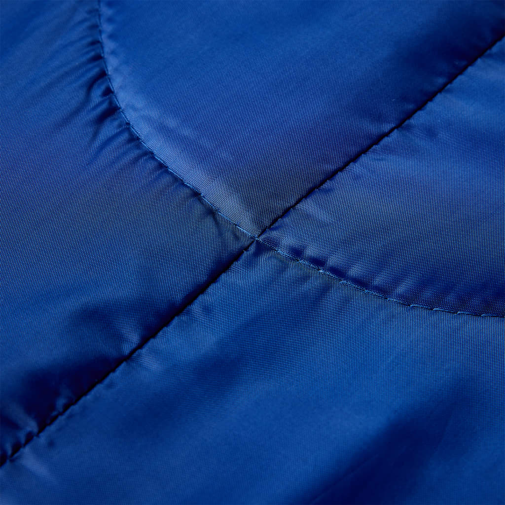 Detail van de blauwe stof van de vidaXL dubbel slaapzak met kussens.