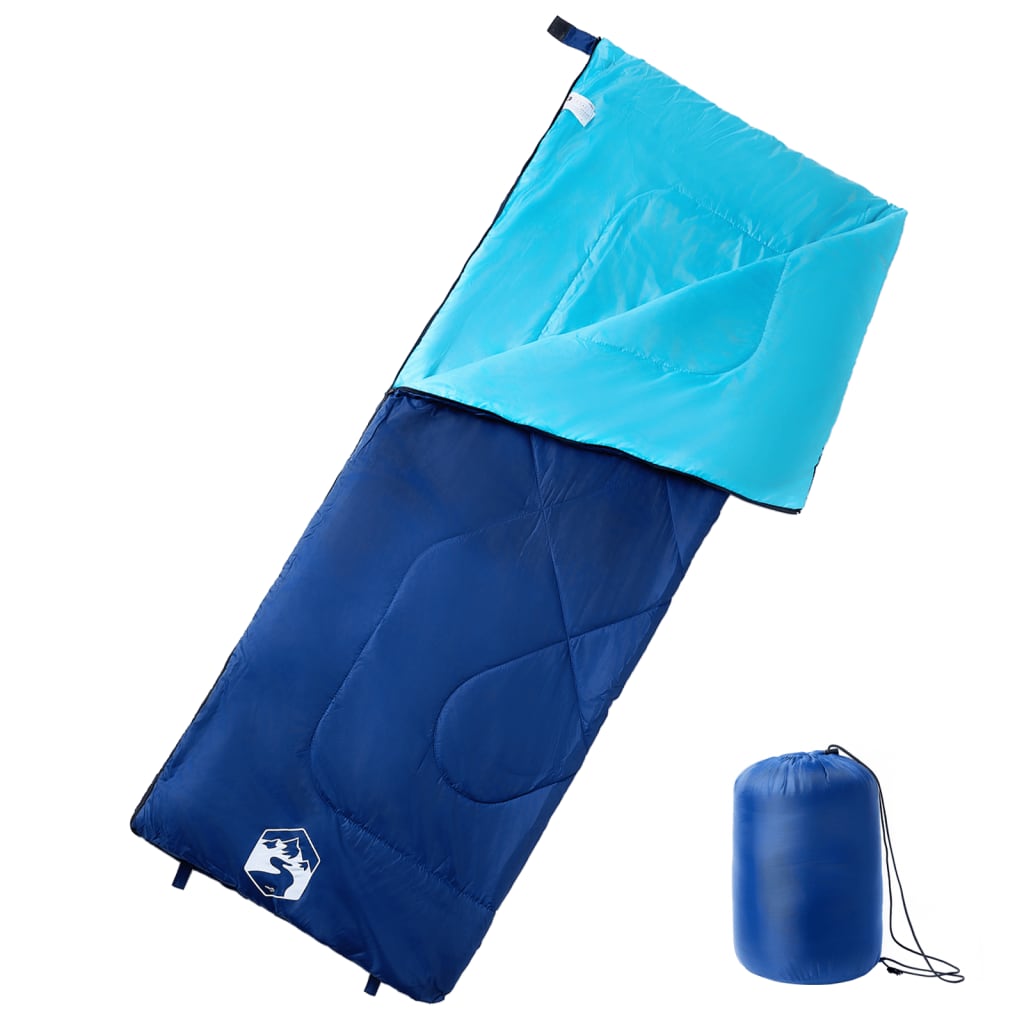 Blauwe vidaXL slaapzak voor volwassenen met een comfortabele, waterbestendige buitenlaag.