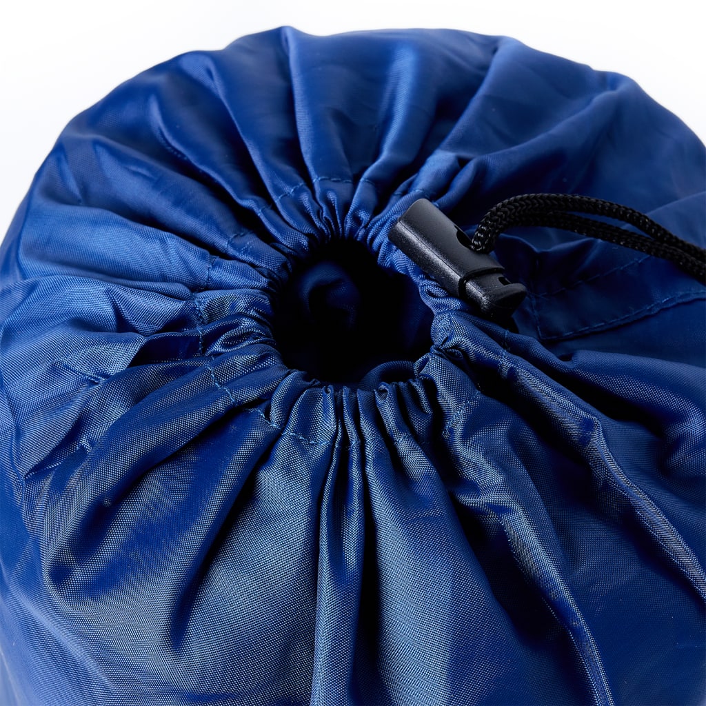 Detail van de blauwe vidaXL slaapzak met trekkoordsluiting voor eenvoudig opbergen.