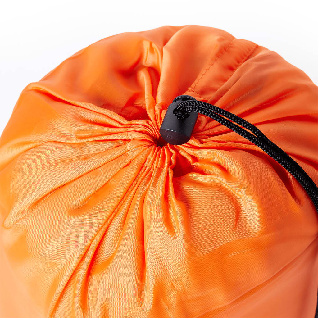 Oranje opbergtas van de vidaXL Slaapzak met trekkoordsluiting, bovenaanzicht.