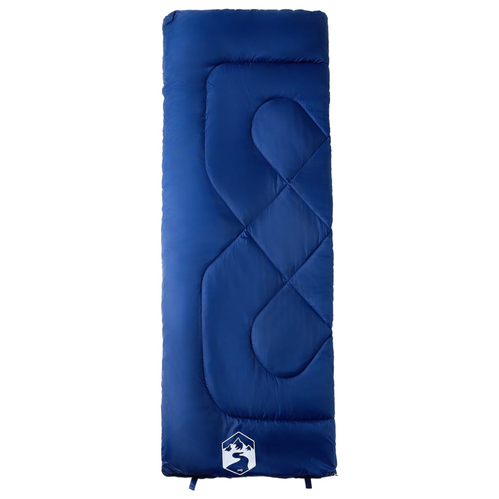 Detail van de blauwe vidaXL slaapzak met gestikt patroon en merklogo.