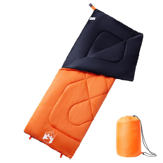 Slaapzak vidaXL in zwart en oranje, waterbestendig en comfortabel voor 3 seizoenen.