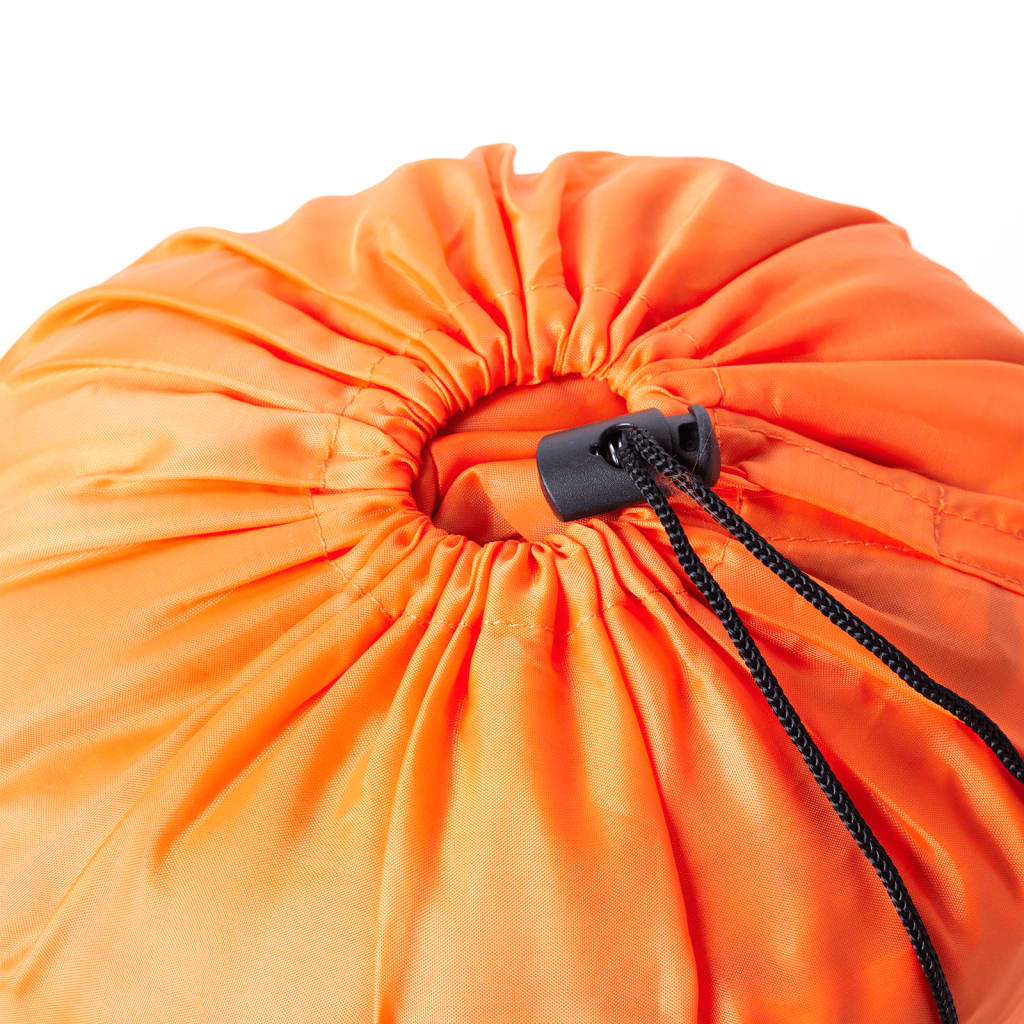 Detail van de oranje opbergzak van de vidaXL mummie slaapzak met trekkoord.