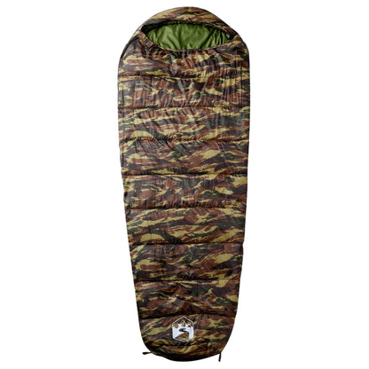 Mummievormige vidaXL slaapzak in camouflagekleur, met een comfortabele en duurzame afwerking.