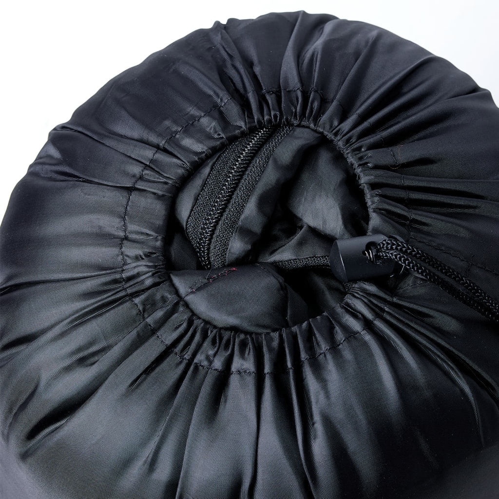 Detail van de zwarte opbergtas van de vidaXL mummie slaapzak met trekkoordsluiting.