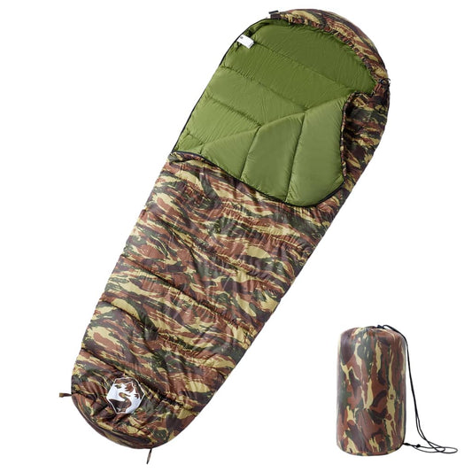 Mummie slaapzak van vidaXL in camouflageprint, ideaal voor drie seizoenen.
