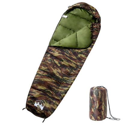 vidaXL mummie slaapzak voor volwassenen in camouflage, waterbestendig met een lichtgewicht ontwerp.