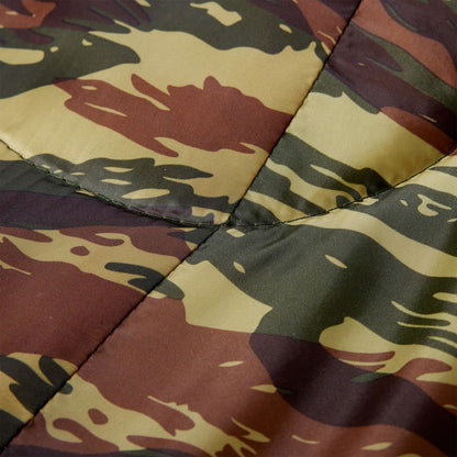 Detail van de camouflageprint van de vidaXL mummie slaapzak voor volwassenen.