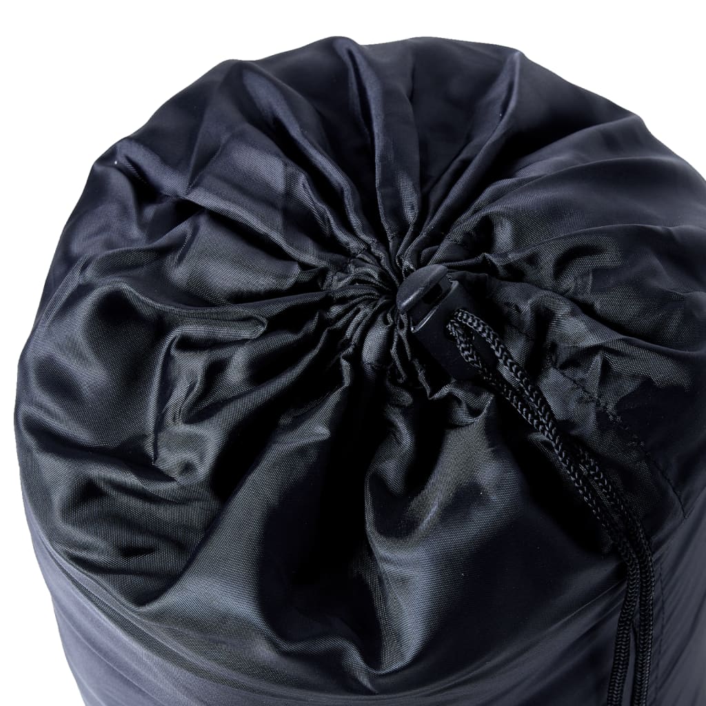 Detail van de ingepakte vidaXL mummie slaapzak met trekkoordsluiting.