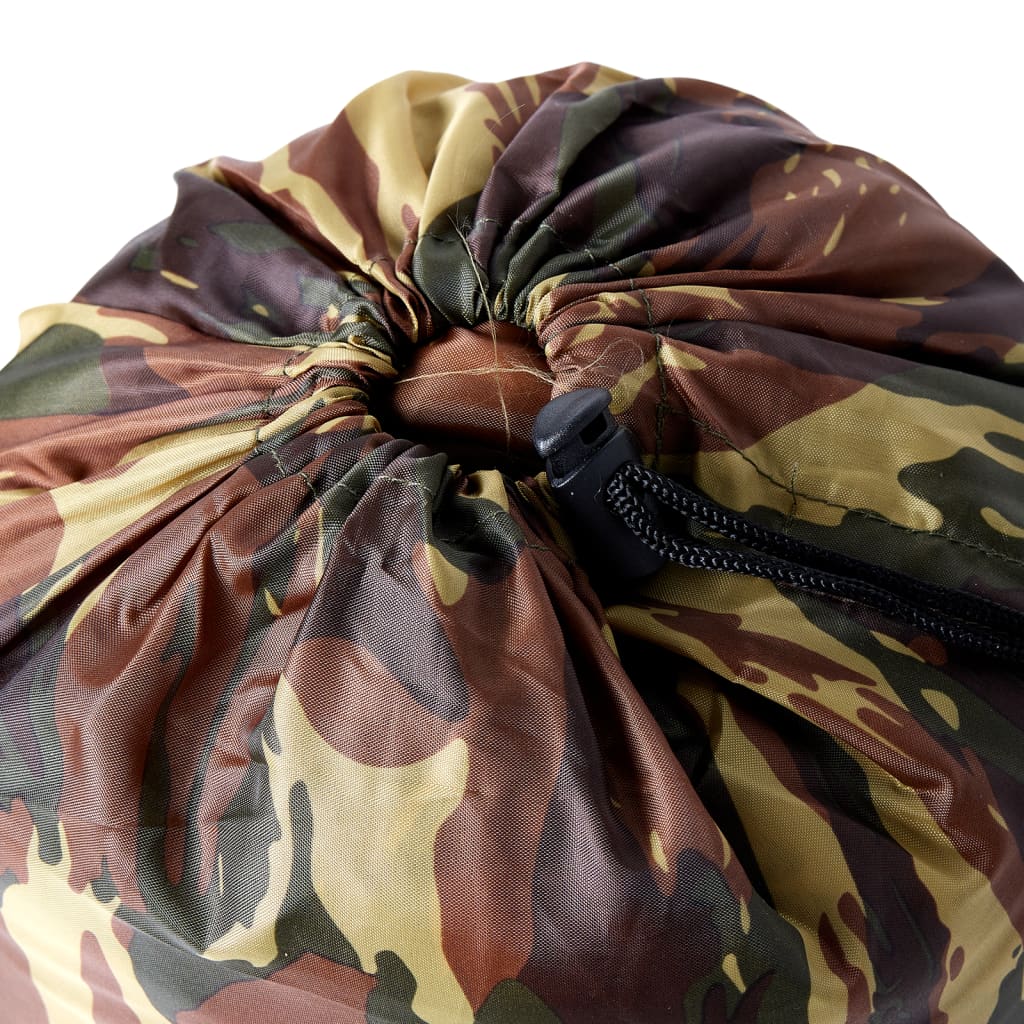 Detail van de camouflage opbergtas van de vidaXL mummie slaapzak voor volwassenen.