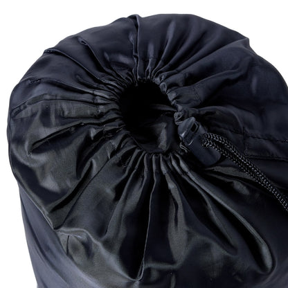 Detail van de ingepakte vidaXL mummie slaapzak met trekkoord voor compact vervoer.