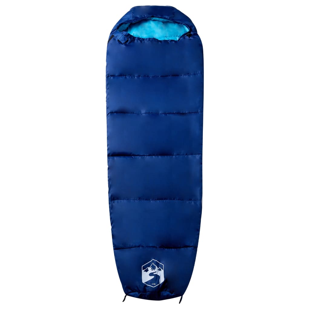 Blauwe vidaXL mummie slaapzak met een lichtgewicht en waterbestendig ontwerp.